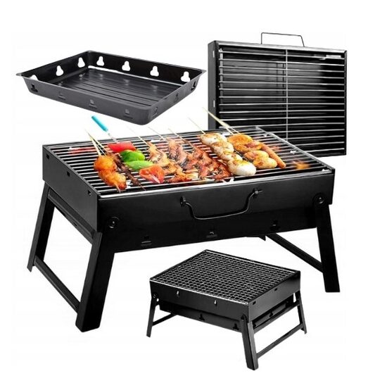 Nešiojamas sulankstomas anglinis Grilis BBQ, lagaminas